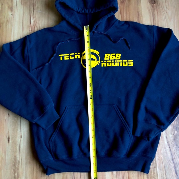 TECH HOUNDS Hoodie Pullover Shirt Long Sleeve Sweatshirt Blue Medium Mens UNISEX - Picture 7 of 14